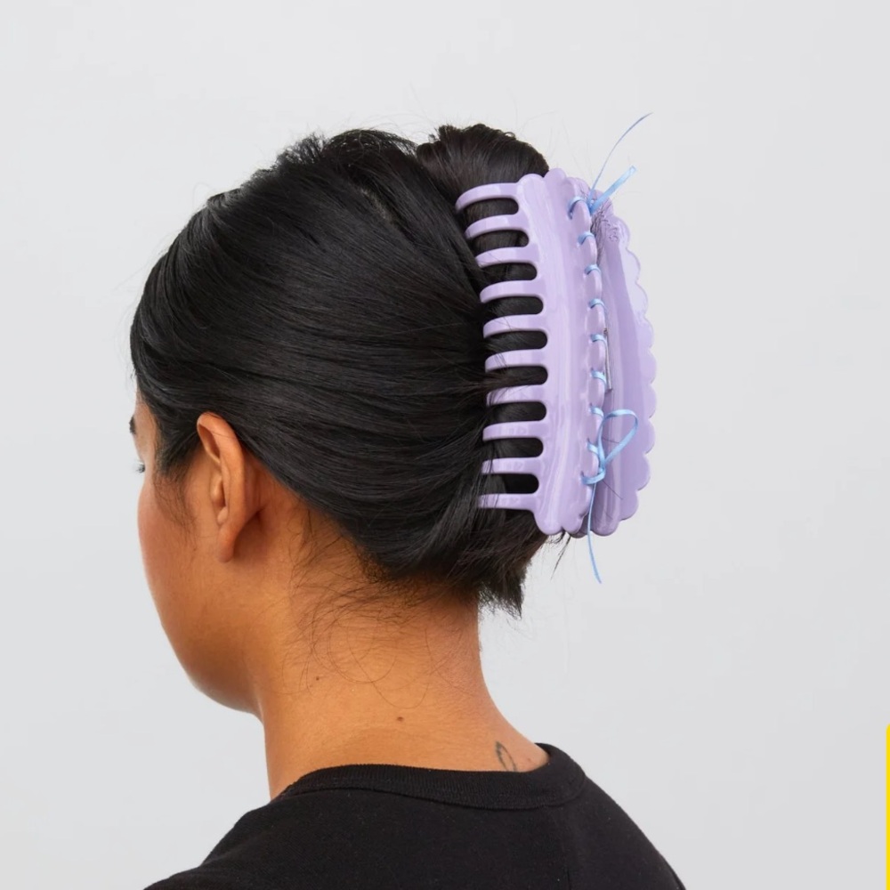 Chunks lilac laced bow large hair claw clip